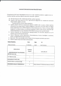 Page 1 HAKKARİ &Uuml;NİVERSİTESİ REKT&Ouml;RL&Uuml;Ğ&Uuml;`NDEN