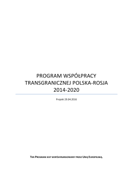 program współpracy transgranicznej polska-rosja 2014-2020