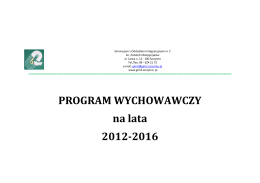 PROGRAM WYCHOWAWCZY na lata 2012-2016