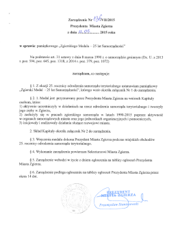 pamiątkowego „Zgierskiego Medalu – 25 lat