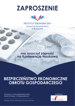 Zaproszenie na konferencję 2016 - Bezpieczeństwo Ekonomiczne