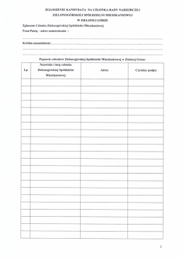 druk zgłoszenia kandydata na członka Rady Nadzorczej