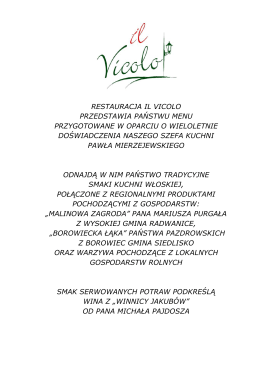 restauracja il vicolo przedstawia państwu menu przygotowane w