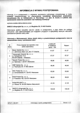 informacja o wyniku postępowania