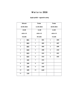 Harmonogram ustnych egzaminów maturalnych (plik )