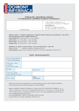Formularz zam&oacute;wienia Warsztaty