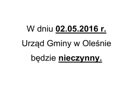 Informacja Urzędu Gminy Olesno