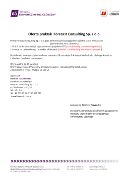Oferta praktyk Forecast Consulting Sp. z oo