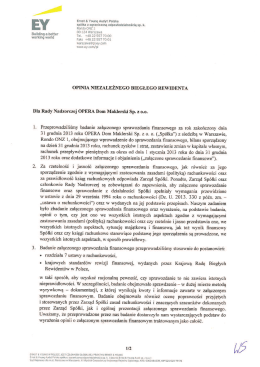 Sprawozdanie finansowe OPERA DM wraz z opinią biegłego