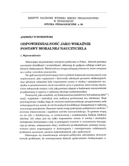 Odpowiedzialność jako wskaźnik postawy moralnej nauczyciela