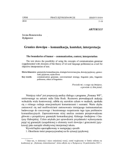 Granice dowcipu - komunikacja, kontekst, interpretacja