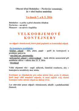 Velkoobjemové kontejnery - Obec Bohdalice