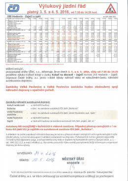 Výlukový jízdní řád 3.5. a 4.5.2016