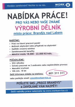 Výrobní dělník na hlavní pracovní poměr