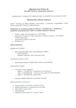 VŘ referent/ka odboru dopravy MČ Praha 22