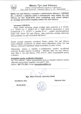 Zveřejnění záměru prodeje částí pozemků