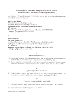 Veřejnosprávní smlouva o poskytnutí dotace