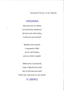 Page 1 Kov&aacute;csov&aacute; Tereza, 11 let, &Scaron;upinky H&Aacute;DANKA Kde jsme byli
