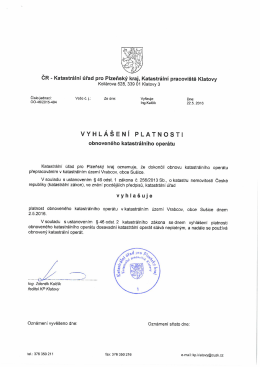 Vyhlášení platnosti obnoveného katastrálního operátu