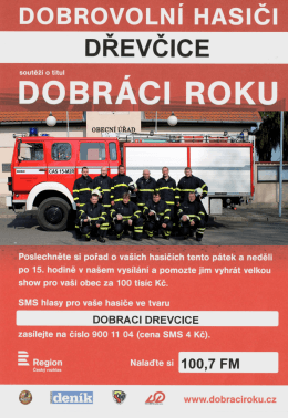 Dobrovolní hasiči Dřevčice soutěží o titul DOBRÁCI ROKU