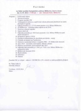 Pozv&aacute;nka na ř&aacute;dn&eacute; zased&aacute;n&iacute; ZM Bl&iacute;žkovice