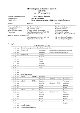 Harmonogram maturitních zkoušek třída 4MS 16. ~ 17. května 2016