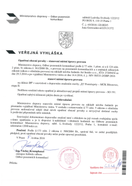 Stanovení přechodné úpravy provozu na dálnici D7 č. j. 65