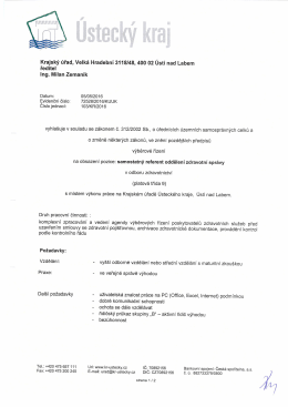 výběrové řízení - samostatný referent oddělení