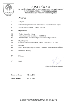 Pozvánka na veřejné 9. jednání ZO