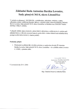 Podminky prijeti - Základní škola Antonína Baráka