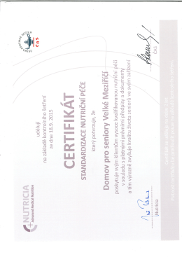 certifik&aacute;t nutričn&iacute; p&eacute;če