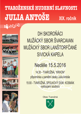 Tvaroženské hudební slavnosti Julia Antoše XIX. ročník