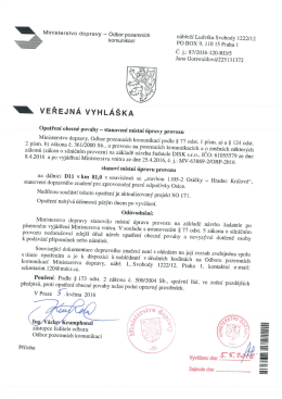 Stanovení přechodné úpravy provozu na dálnici D11 č. j. 87/2016