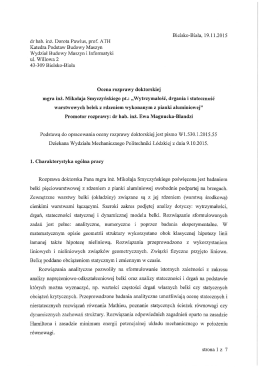 Recenzja dr hab. inż Doroty Pawlus, prof ATH - Bielsko