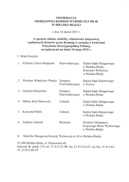 informacja okręgowej komisji wyborczej nr 40 w bielsku