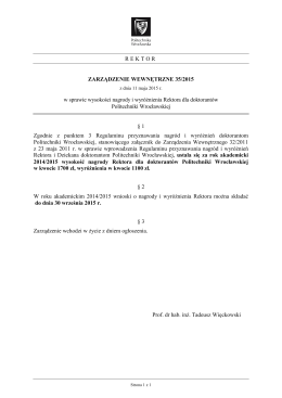 ZW 35/2015, w sprawie wprowadzenia Regulaminu przyznawania