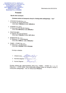Wyniki ofert cenowych