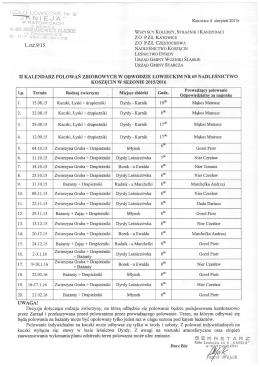 II kalendarz polowań zbiorowych