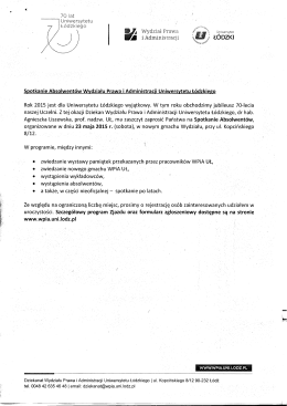 Spotkanie Absolwentów Wydziału Prawa i Administracji UŁ.