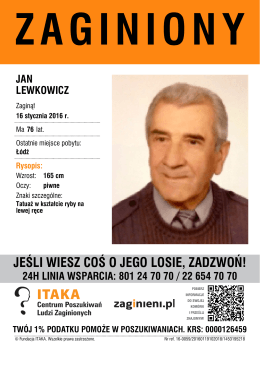 Zaginął Jan Lewkowicz