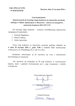 SĄD APELACYJNY Rzeszów, dnia 12 stycznia 2016 r.