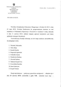 Lista osób zakwalifikowanych do II etapu konkursu na staż