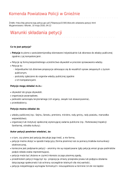Warunki składania petycji - Komenda Powiatowa Policji w Gnieźnie