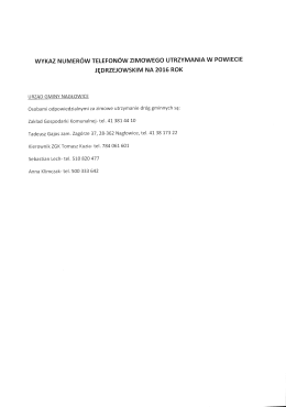WYKAZ NUMERÓW TELEFONÓW ZIMOWEGO