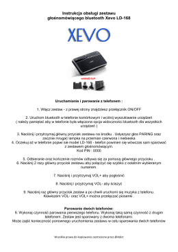Instrukcja obsługi zestawu głośnomówiącego bluetooth Xevo