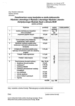 Imię iNazwisko doktoranta: Opiekun naukowy: