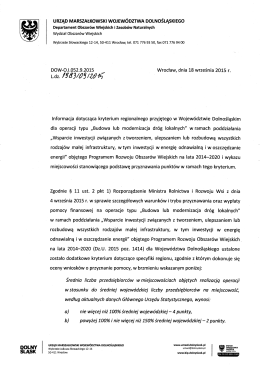 Informacja dotycząca Kryterium regionalnego dla Wojew&oacute;dztwa