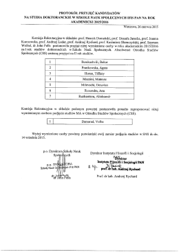 protokół przyjęć kandydatów - Graduate School for Social Research