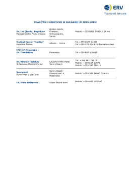 PLACÓWKI MEDYCZNE W BUŁGARII W 2015 ROKU