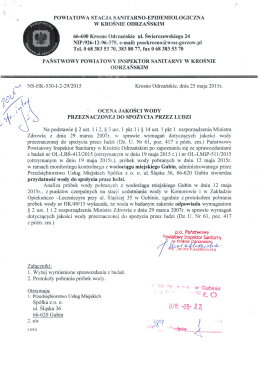 Ocena jakości wody przeznaczonej do spożycia przez ludzi